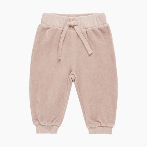 Quincy Mae Velour Relaxed Sweatpant - Blush, 3-6 M