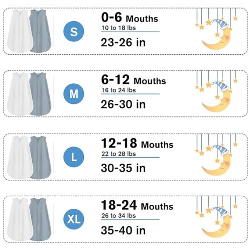 2 Pack Baby Sleep Sack 6-12 Months 100% Organic Cotton Muslin Baby Sleep Sacks