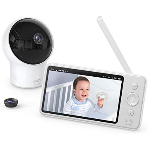 Video Baby Monitor, eufy Security, Video Baby Monitor with Camera and Audio, 720p HD Resolution, Night Vision, 5" Display, 110° Wide-Angle Lens Included, Lullaby Player, Ideal for New Moms