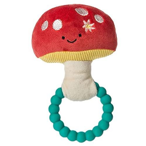 Mary Meyer Fairyland Forest Teether Baby Rattle, 6-Inches, Red Mushroom