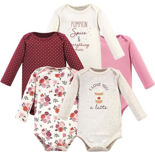 Hudson Baby baby-girls Cotton Long-sleeve Bodysuits 5-pack