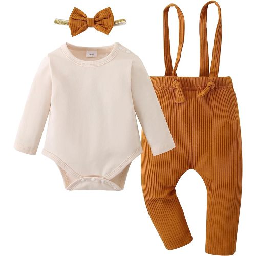 CARETOO Newborn Baby Girls Clothes, 0-18 Months Infant Romper Overalls Outfit Floral Long Sleeve Pant Set