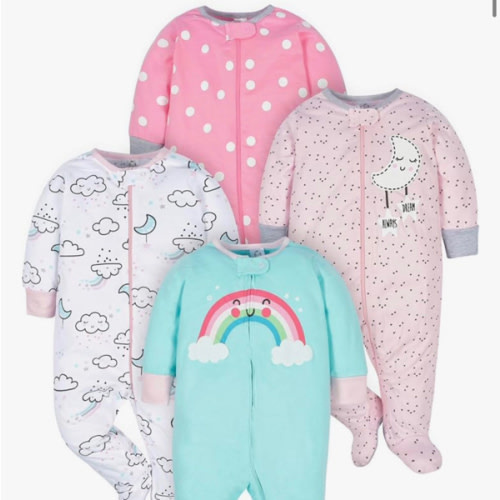 Preemie Gerber baby-girls 4 Pack Sleep 'N Play Footie