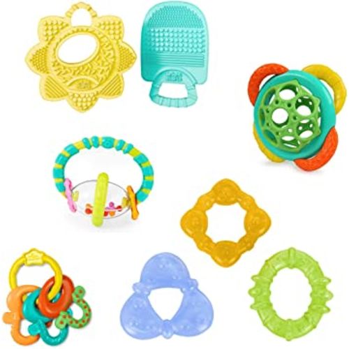 Bright Starts Teeth Relief 8pc Gift Set - BPA-Free Baby Teethers, Refrigerated Teething Toys, Unisex, 3 Months+