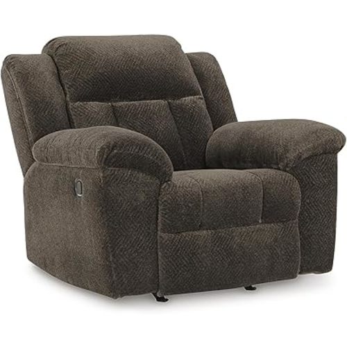 Signature Design by Ashley Frohn Urban Manual Rocker Recliner with Pillow-Top Arms, Dark Brown