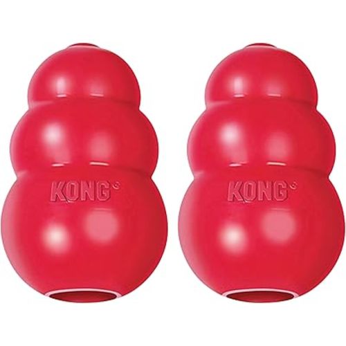 KONG Classic Stuffable Dog Toy - Fetch & Chew Toy for Dogs - Treat-Filling Capabilities & Erratic Bounce for Extended Play Time - Durable Natural Rubber Material - for Large Dogs (Pack of 2)