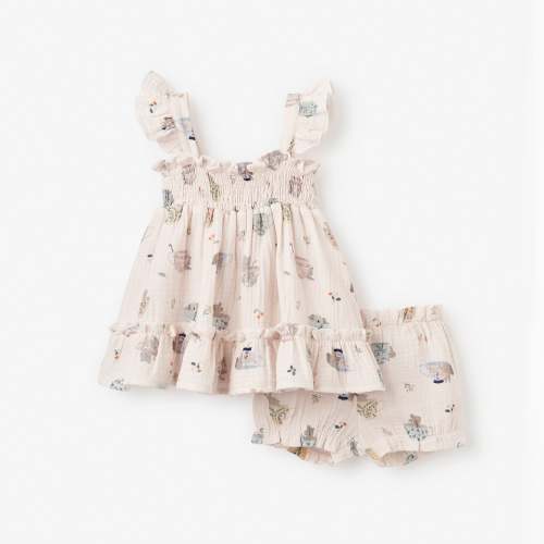 Tea Party Organic Muslin Smocked Dress w/ Bloomer
– Elegant Baby