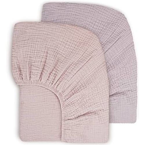 Muslin Crib Sheets 2Pack 100% Cotton Soft&Breathable Nursery Sheet 28x52inch Baby Fitted Bed Sheets for Standard Crib Mattress&Toddler Bed Mattress (Spring Garden)