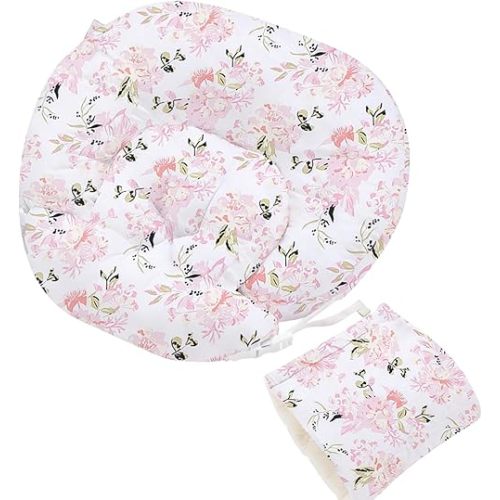 Little Grape Land Nursing Pillow, Multifunctional Breast Feeding Pillow with Arm Pillow, 3pk Baby Support Pillow with Adjustable Waist Strap and Removable Cover, Rose Floral