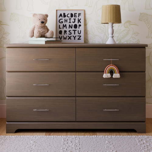 Storkcraft Brookside 6 Drawer Nursery Double Dresser, Hazelnut