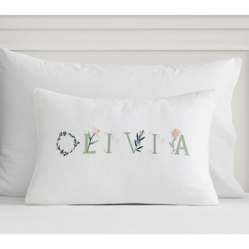 Heritage Floral Alphabet Personalized Pillow Cover