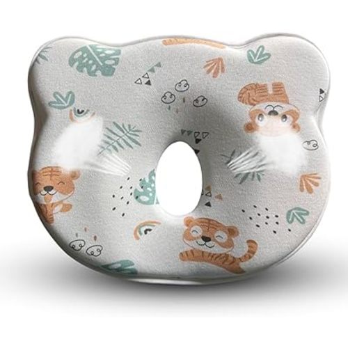 Memory Foam Baby Pillow,Cute Cartoon Bear Soft and Cozy Pillow, Breathable Bedding Set for Infants for Small Boys and Girls (Tiger)