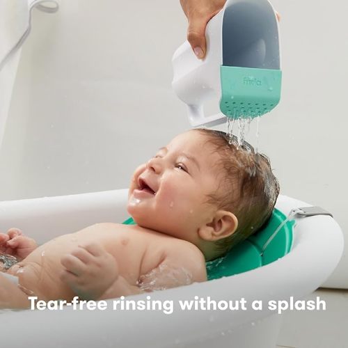 Frida Baby Control The Flow Bath Rinse Cup | Rinser Cup to Wash Hair + Body | Rinser Cup for Bath Time with Easy Grip Handle + Removable Rain Shower - Control The Flow Rinser