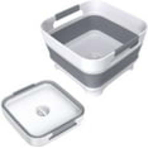 Collapsible Dish Basin with Drain Plug, 9L(2.4Gal) Capacity, Space Saving Portable Sink for Baby bottle, Kitchen, Camping& RV, Gray