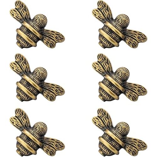 Brass bee 6 x Bumble Bee Drawer Knob | Drawer Handle | Bee Cabinet knob | Cupboards, Doors, Cabinets & Drawers in Nickel Finish (Heritage)