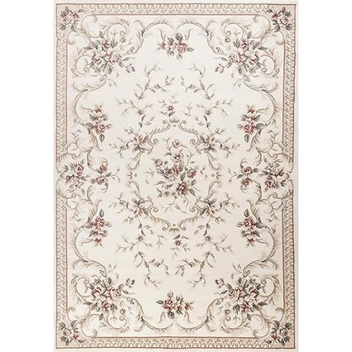 NEW HOME Classic Floral 5'3 x 7'7 Accent Rug in Ivory,