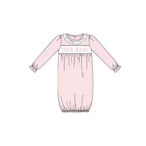 Pre-Order Hand Smocked Custom Name Pink Layette Gown
