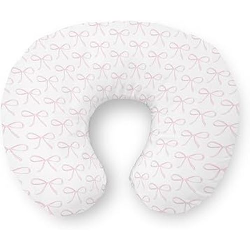 Sweet Pink Bows Nursing Pillow Covers Pastel Pink Bows Stretchy Soft Nursing Cover Pillowcase for Breastfeeding Pillow Valentine's Girly Ribbons Pillow Slipcover for Baby Girls Newborn Nursery