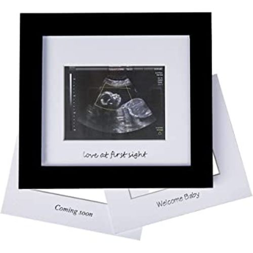 IHEIPYE Baby Sonogram Photo Frame - 1st Ultrasound Picture Frame - Idea Gift for Expecting Parents,Baby Shower, Gender Reveal Party,Baby Nursery Decor (Silver Text, Black)
