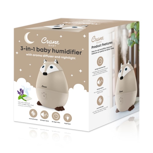 Mini-Adorable Red Fox 0.5 Gal. Baby Humidifier, Cool Mist with Aroma Tray & Night Light - Crane Baby