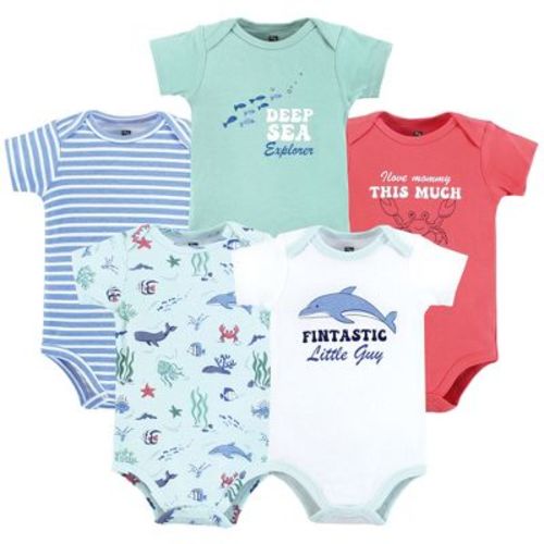 Hudson Baby Infant Boy Cotton Bodysuits, Sea World, 3-6 Months
