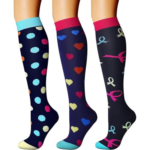 CHARMKING Compression Socks for Women & Men Circulation (3 Pairs) 15-20 mmHg is Best Support for Athletic Running Cycling