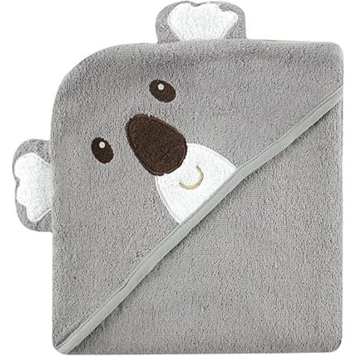 Luvable Friends Unisex Baby Cotton Animal Face Hooded Towel, Koala, One Size
