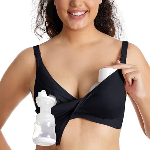 Momcozy Pumping Bra Hands Free, Comfortable Seamless Breast Pump Bra for All-Day Wear, Supportive Pumping and Nursing Bra