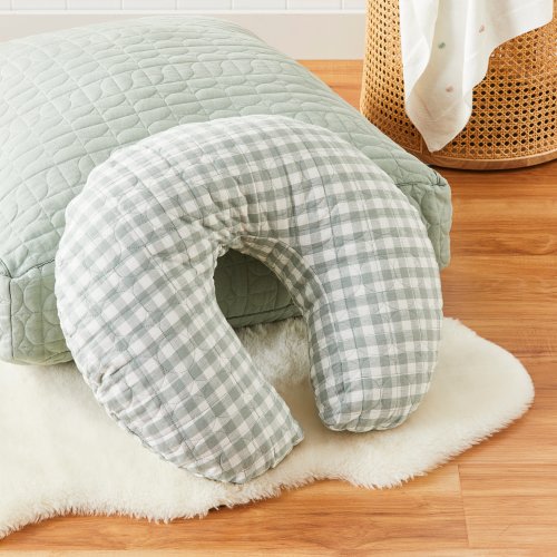 Vintage Washed Eucalyptus Check Nursing Pillow
