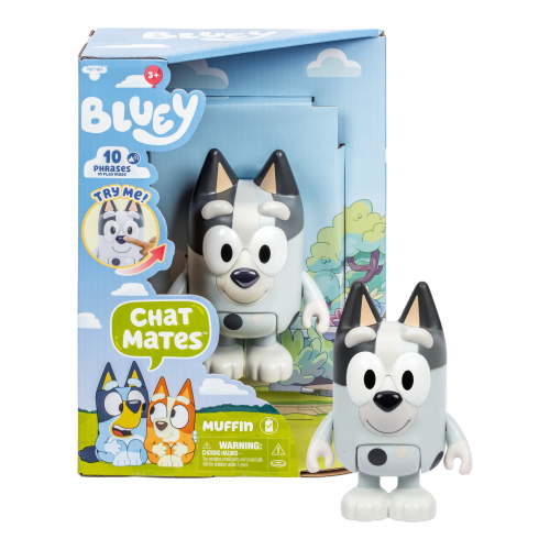 Bluey, Muffin Chat Mates, Press Muffin's Nose and Hear 10 Phrases from The Show, Stands 5.5 In Tall, Ages 3+, Walmart Exclusive
