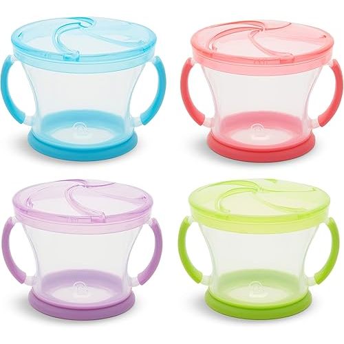 Munchkin® Snack Catcher® Toddler Snack Cups, 4 Pack, Blue/Green/Pink/Purple