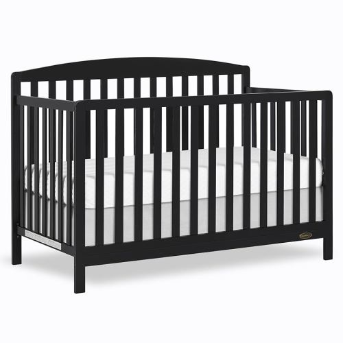 Dream On Me JPMA & Greenguard Gold Certified Odelle 5 in 1 Convertible Crib in Matte Black, Built of Sustainable Pinewood, 3 Mattress Height Settings, Non-Toxic Water-Based Paint Finish