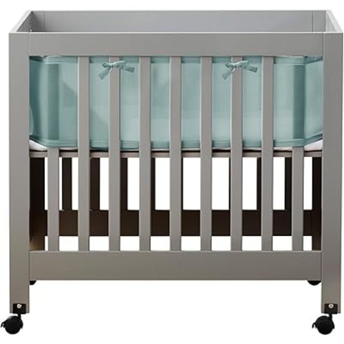 Breathable™ Mesh Liner for Mini Cribs, Deluxe 4mm Mesh, Green Seaglass (Size 4M Covers 4 Sides, Mini Cribs Only)