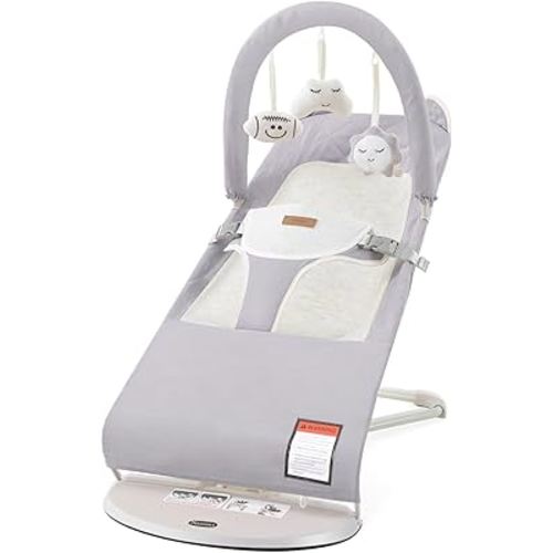 Baby Bouncer, Foldable Infant Bouncer Seat with 3 Adjustable Heights, 0-18 Months, Portable Baby Bouncer with Soft Cotton Fabrics, Lightweight & Easy to Wash