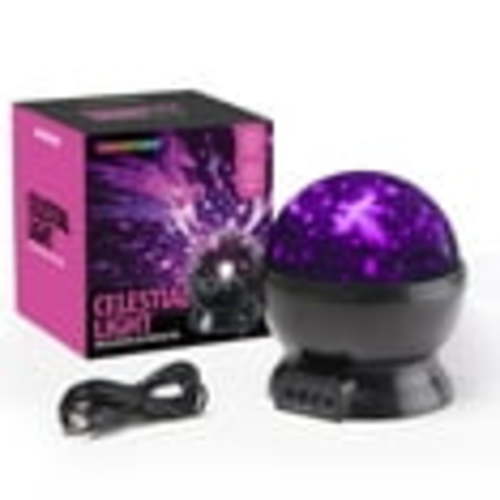 Brightside Celestial LED Projector, Multicolor Rotating Light, USB or Battery Powered