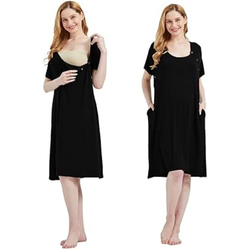 Mama & Wish Labor and Delivery Gown 3 in 1 Labor, Delivery and Nursing Gown for Hospital Made with Ultra-Soft Fabric