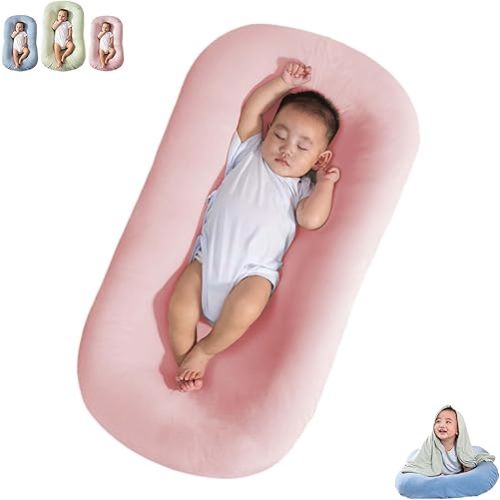 Baby Lounger 0-24 Months, Newborn Lounger Nest Sleeper, Baby Lounger for Newborn, Soft Breathable Lounger Pillow for Infants (Pink, 29.5x19.3in)