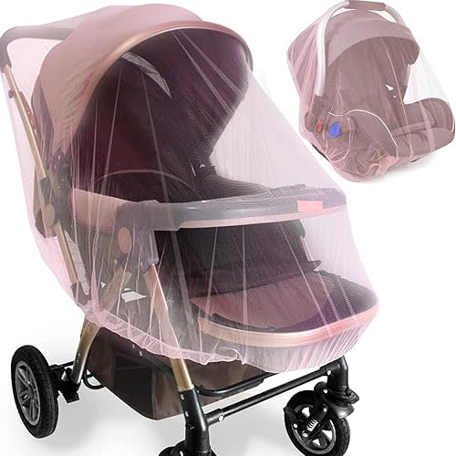 Mosquito Net for Stroller (2 Pack) - Durable Baby Stroller Mosquito Net - Perfect Bug Net for Strollers, Bassinets, Cradles, Playards, Pack N Plays and Portable Mini Crib (Pink) …
