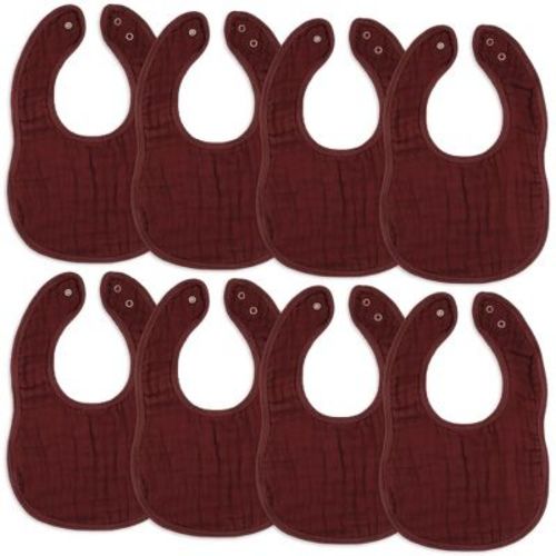 Muslin Cotton Baby Bibs, 8 Pack, Adjustable Size With Easy Snaps, Soft And Super Absorbent, Washable And Reusable By Comfy Cubs - Cedar