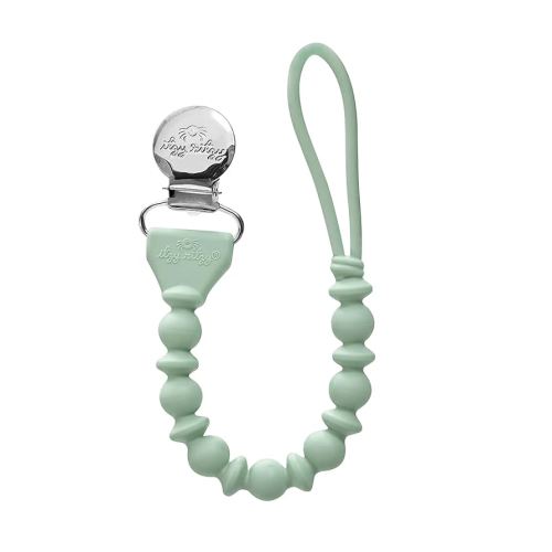 Itzy Ritzy Silicone Pacifier Clip; 100% Food Grade Silicone Pacifier Strap with Clip Keeps Pacifiers, Teethers & Small Toys in Place; Features One-Piece Design & Cord (Agave)