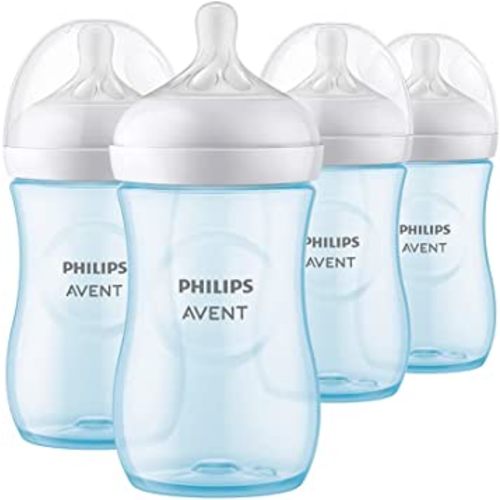 Philips Avent Natural Baby Bottle with Natural Response Nipple, Blue, 9oz, 4pk, SCY903/24