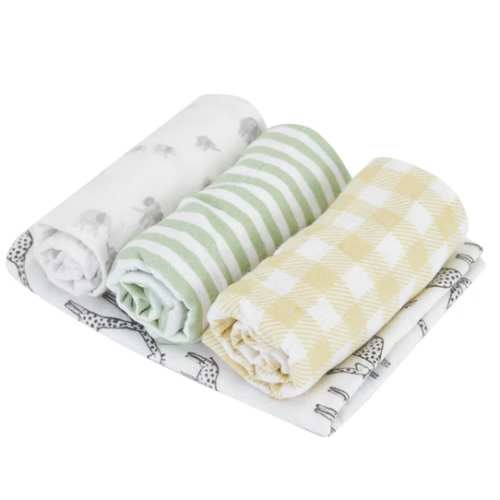 4 Pack Organic Cotton Burping Cloths