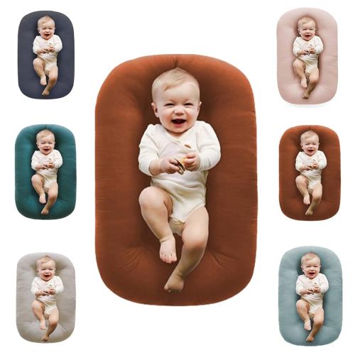 Baby Lounger for Tummy Time, Soft Gym Play Mat for Newborns, Portable Baby Nest & Floor Cushion for Boys & Girls 0-12 Months(Coffee)