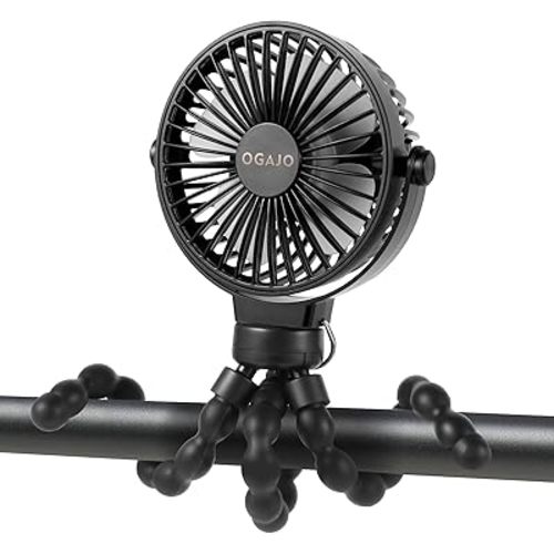 Portable Stroller Fan With Flexible Tripod, 5200mAh Battery, 3 Speeds, USB Rechargeable, for Stroller, Car Seats, Cribs and More