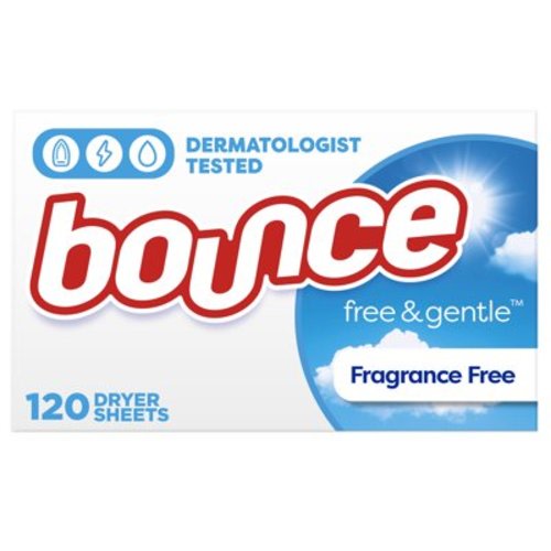 Bounce Free & Gentle Fabric Softener Dryer Sheets, Unscented, 120 Count