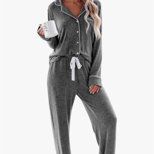 Aamikast Women's Pajama Sets Long Sleeve Button Down Sleepwear Nightwear Soft Pjs Lounge Sets