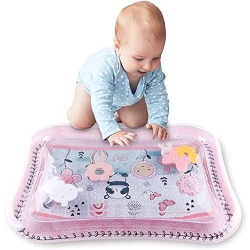 The Peanutshell Tummy Time Water Play Mat for Baby Girls | Inflatable Sensory Development Toy & Tummy Time Mat