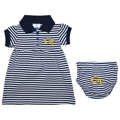 Georgia Tech Yellow Jackets Striped Game Day Dress with Bloomer