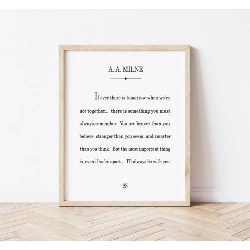 A.A.Milne Sign Book Page Print, A.A. Milne Quote, You are braver than you believe, Always Remember, Winner the Pooh Quote Canvas Print