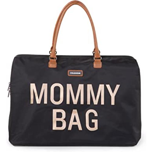 Childhome The Original Mommy Bag – Large Baby Diaper Bag, Mommy Hospital Tote and Travel Tote, Pregnancy Must Haves (Black Gold)